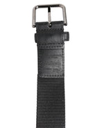Black Polyester Leather Metal Buckle Belt