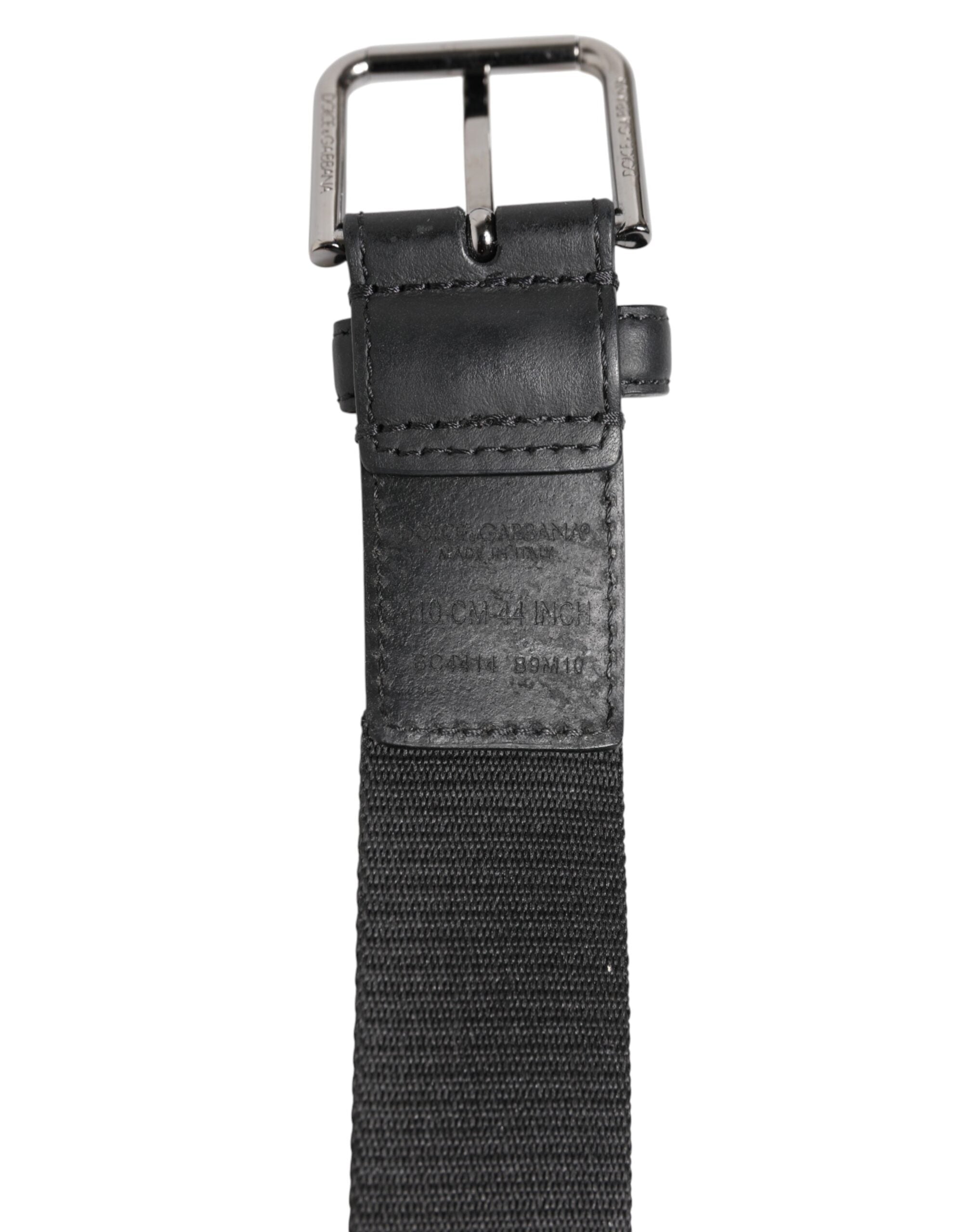 Black Polyester Leather Metal Buckle Belt