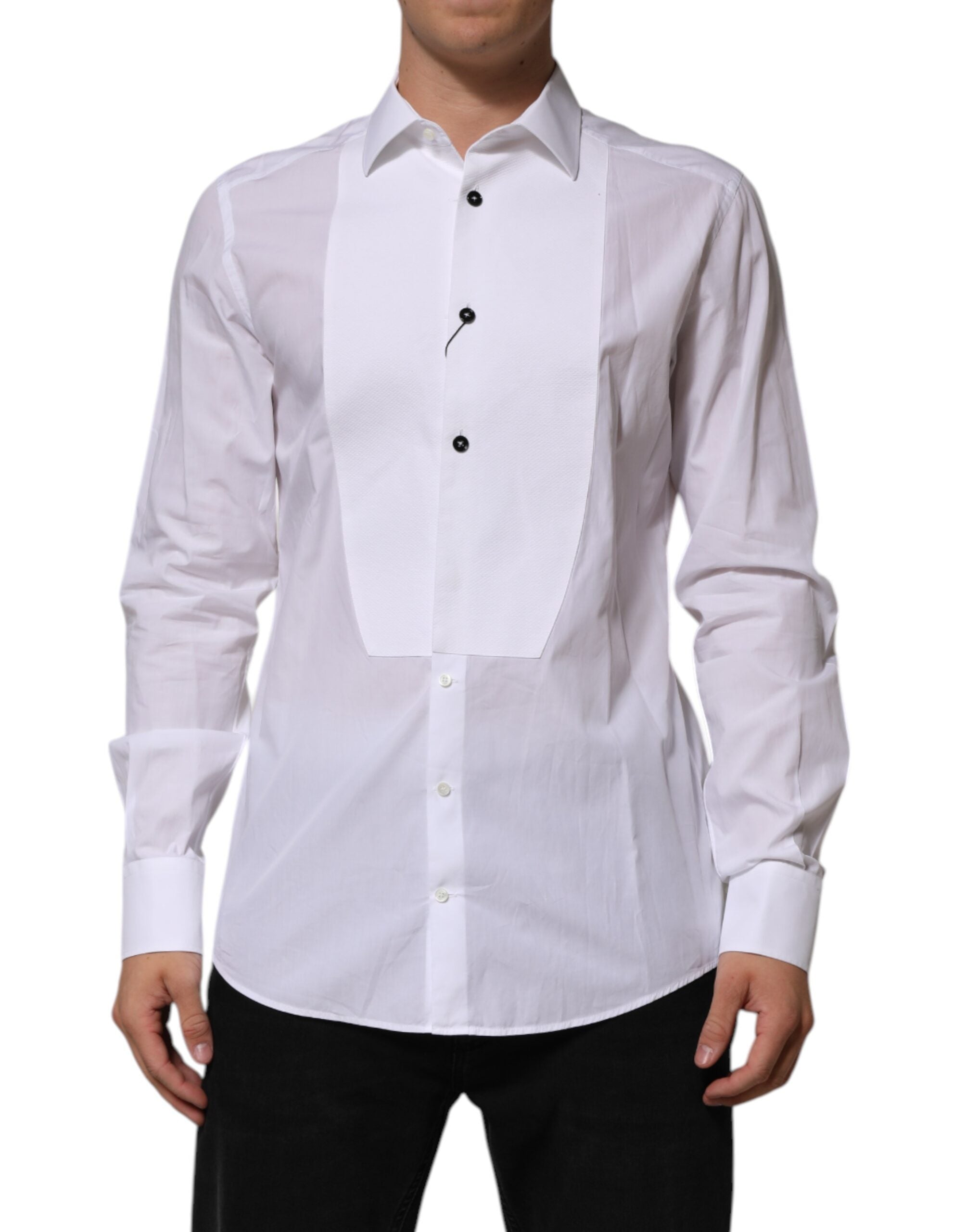 White Bib Cotton Poplin GOLD Men Formal Shirt