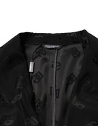 Black Polyester Logo Monogram Coat Jacket