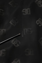 Black Polyester Logo Monogram Coat Jacket