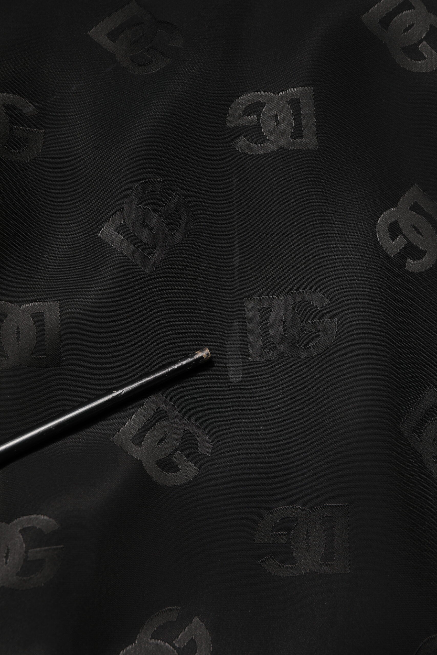 Black Polyester Logo Monogram Coat Jacket