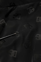 Black Polyester Logo Monogram Coat Jacket