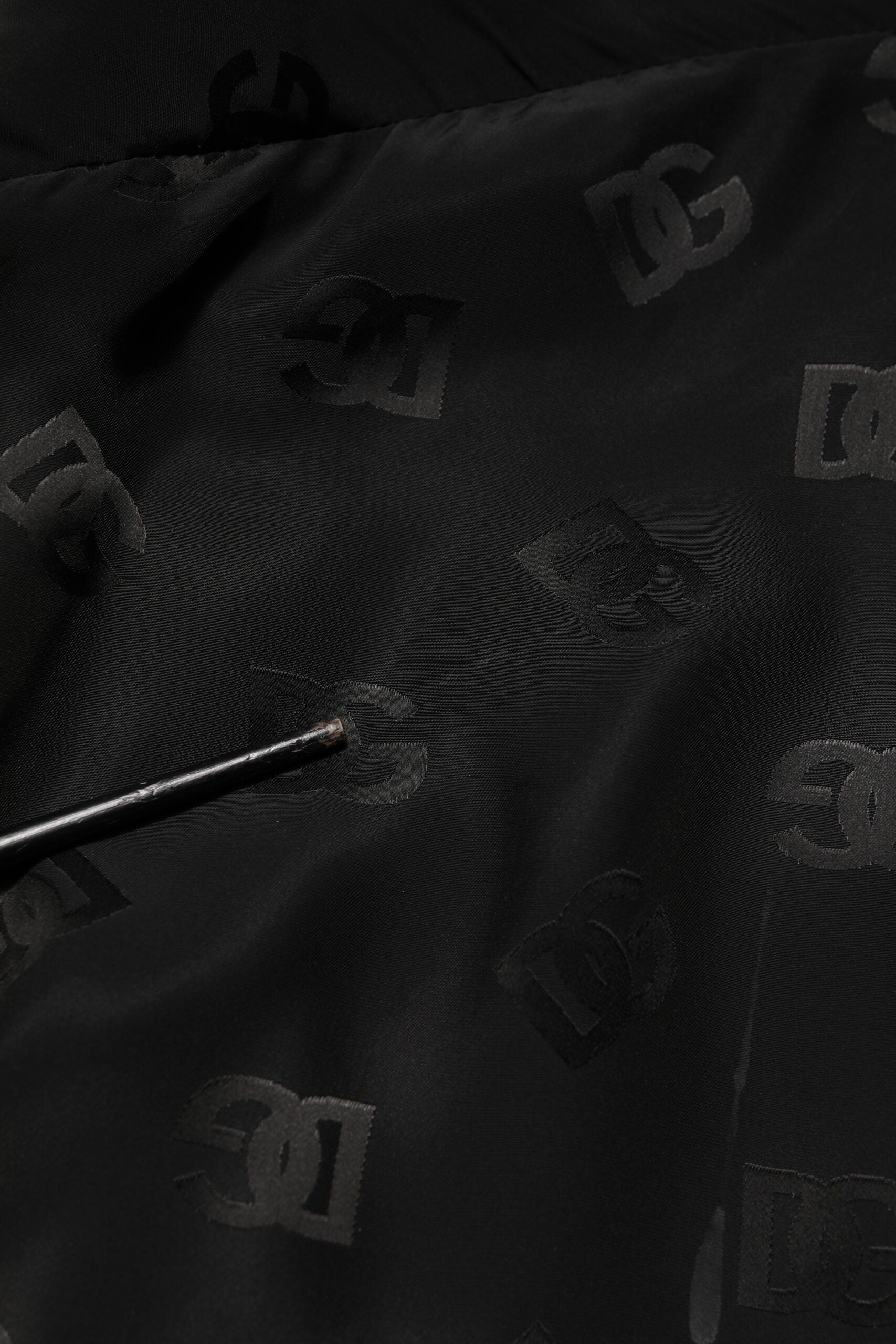 Black Polyester Logo Monogram Coat Jacket