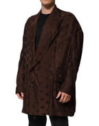 Brown Polyester Logo Monogram Coat Jacket
