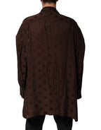 Brown Polyester Logo Monogram Coat Jacket