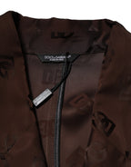 Brown Polyester Logo Monogram Coat Jacket