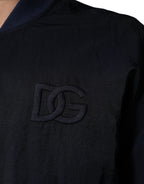 Blue Nylon DG Embroidery Men Bomber Jacket