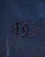 Blue Nylon DG Embroidery Men Bomber Jacket