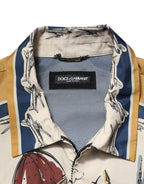 Multicolor Italian Motif Men Bomber Jacket