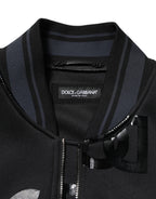 Black Wool Logo DG Mania Men Bomber Jacket