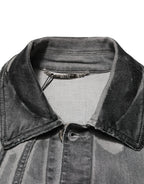 Gray Washed Cotton Stretch Denim Jacket