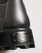 Silver Padded Mid Calf Lace Up Boots Shoes