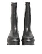 Metallic Gray Pull On Rain Boots Shoes
