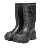 Metallic Gray Pull On Rain Boots Shoes
