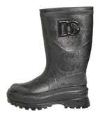 Metallic Gray Pull On Rain Boots Shoes