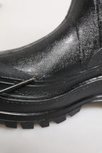 Metallic Black Pull On Rain Boots Shoes