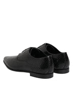 Black Exotic Leather Lace Up Derby Shoes