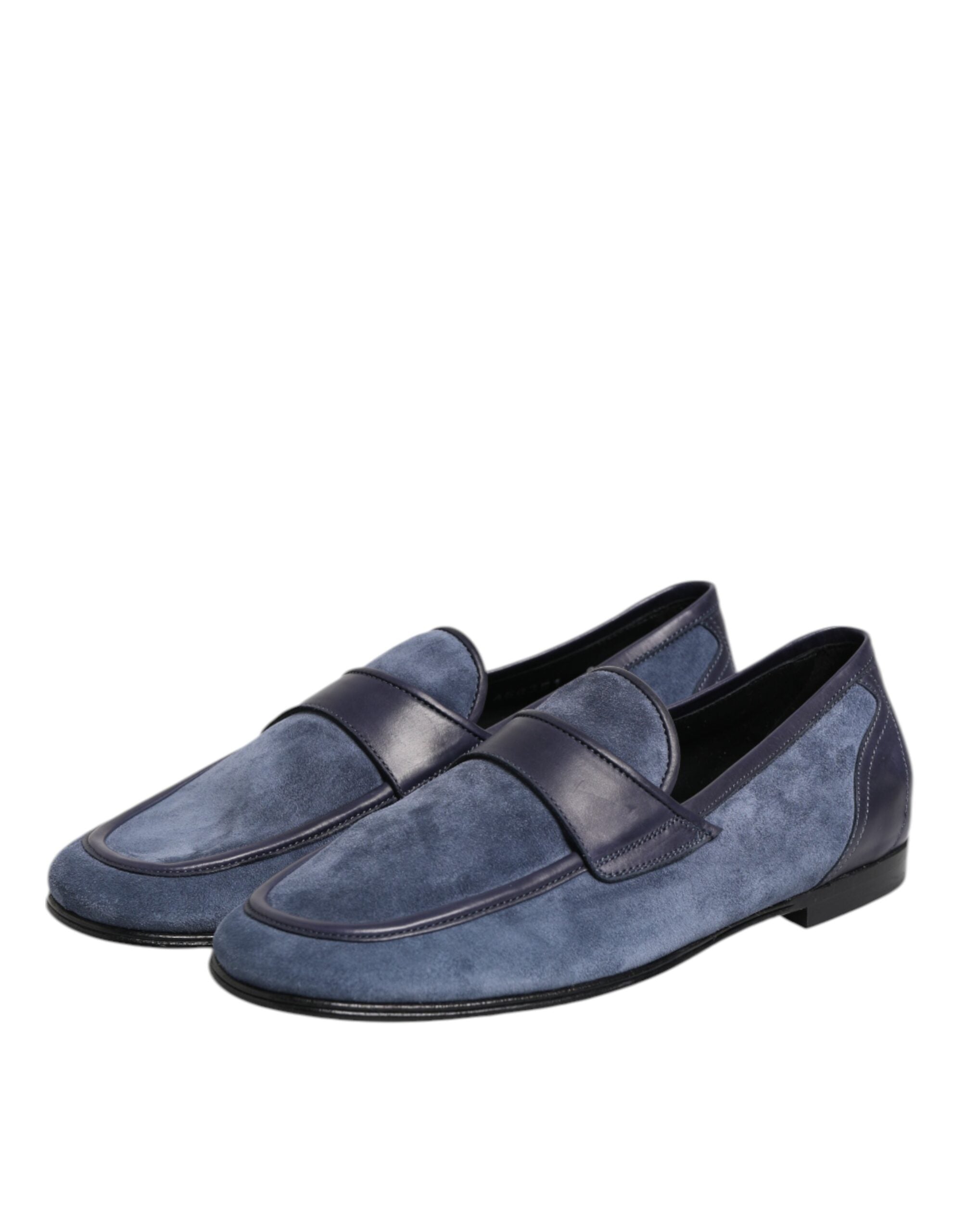 Blue Suede Leather Loafers Moccasin Shoes