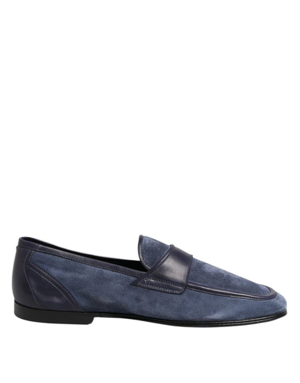Blue Suede Leather Loafers Moccasin Shoes