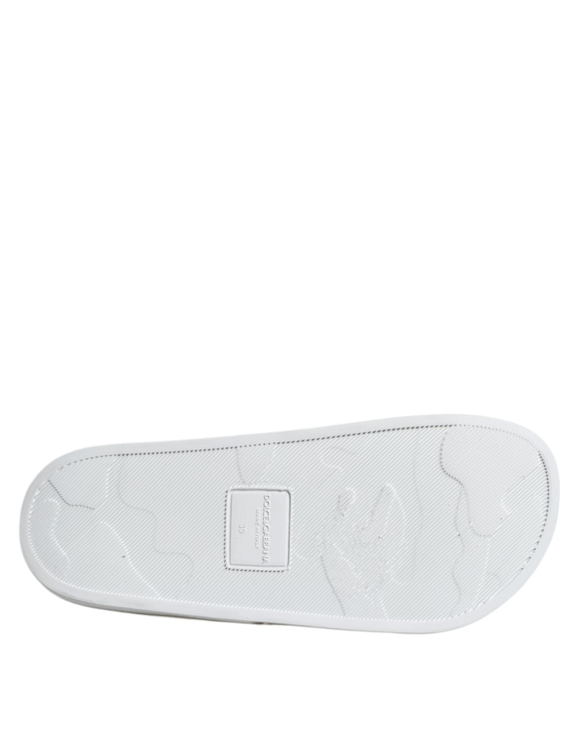 White Leather Slides Sandals Beachwear Shoes