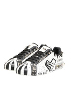 White Studded Printed Low Top Sneakers Shoes
