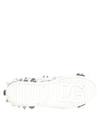 White Studded Printed Low Top Sneakers Shoes