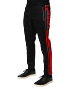 Red Stripe Cotton Logo Jogger Sweatpants Pants