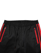 Red Stripe Cotton Logo Jogger Sweatpants Pants