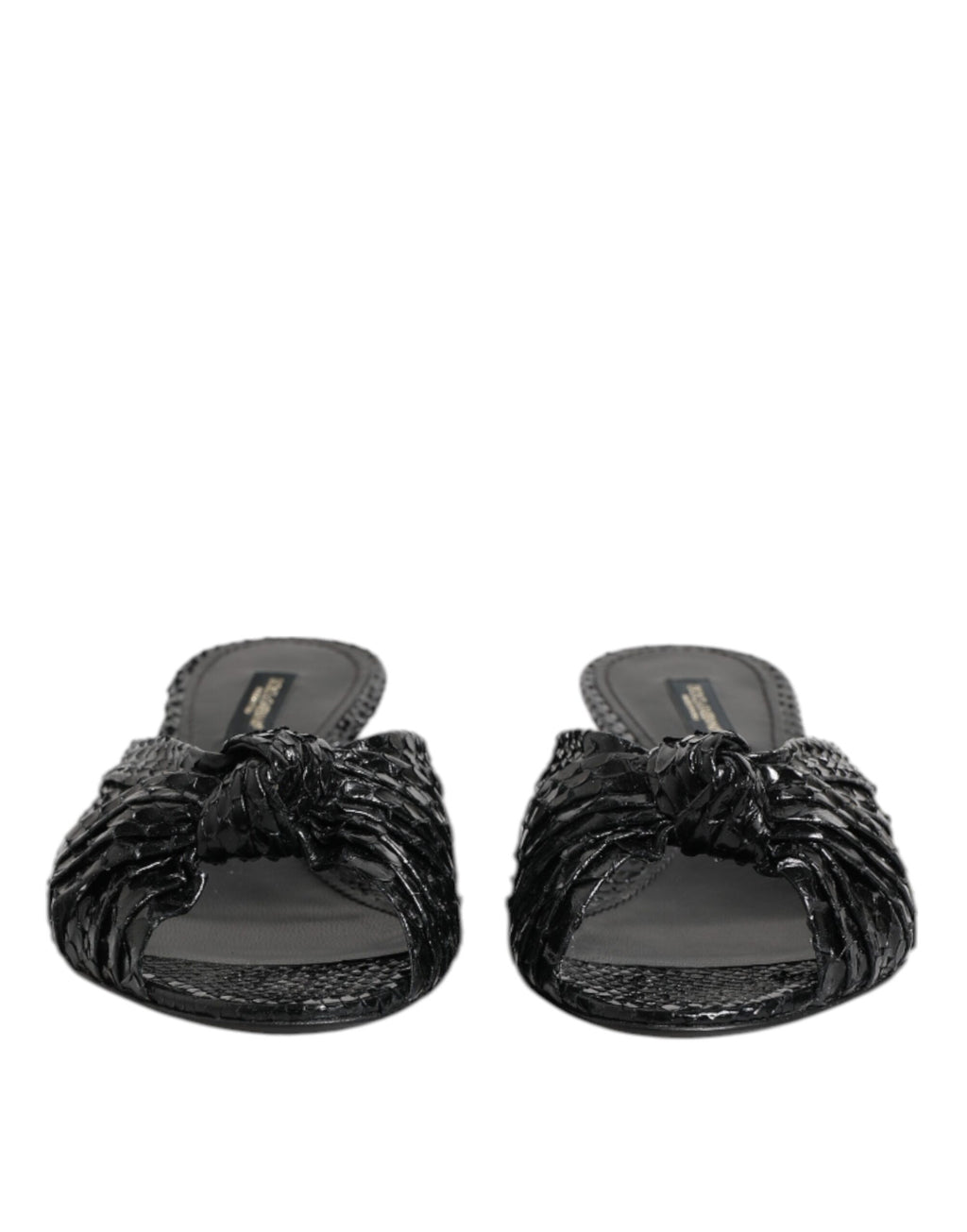 Black Leather Heels Slides Sandals Shoes
