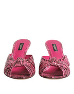 Pink Leather Heels Slides Sandals Shoes