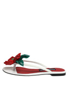 Red White KEIRA Flower Leather Sandals Shoes