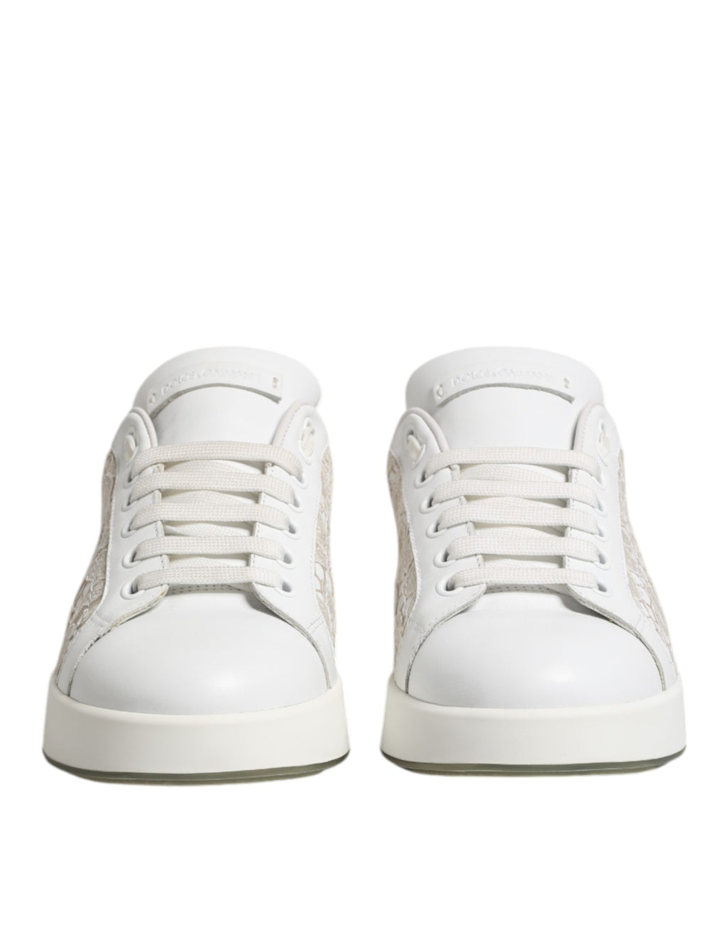 White Lace Leather Low Top Sneaker Shoes
