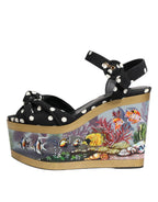Multicolor Fish Polka Dot Wedge Sandals Shoes