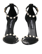 Black KEIRA Pearl Embellished Sandals Shoes
