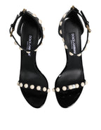 Black KEIRA Pearl Embellished Sandals Shoes