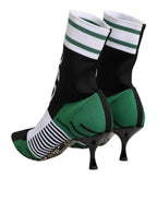 Green Stretch Sock Style Ankle Boots Shoes