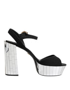 Black Crystal Ankle Strap Keira Sandal Shoes