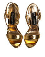 Gold Leather Platform Keira Sandals Shoes
