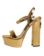 Gold Leather Platform Keira Sandals Shoes
