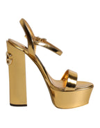 Gold Leather Platform Keira Sandals Shoes