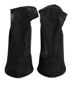 Black Silk Stretch Mesh Sock Boots Shoes