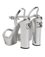 Silver Leather Platform Keira Sandals Shoes