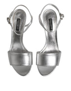 Silver Leather DG Heels Keira Sandals Shoes
