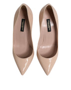 Beige Patent Leather Stiletto Heel Pumps Shoes