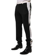Black White Stripe Wool Men Trouser Pants