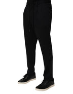 Black Stripes Viscose Skinny Dress Men Pants