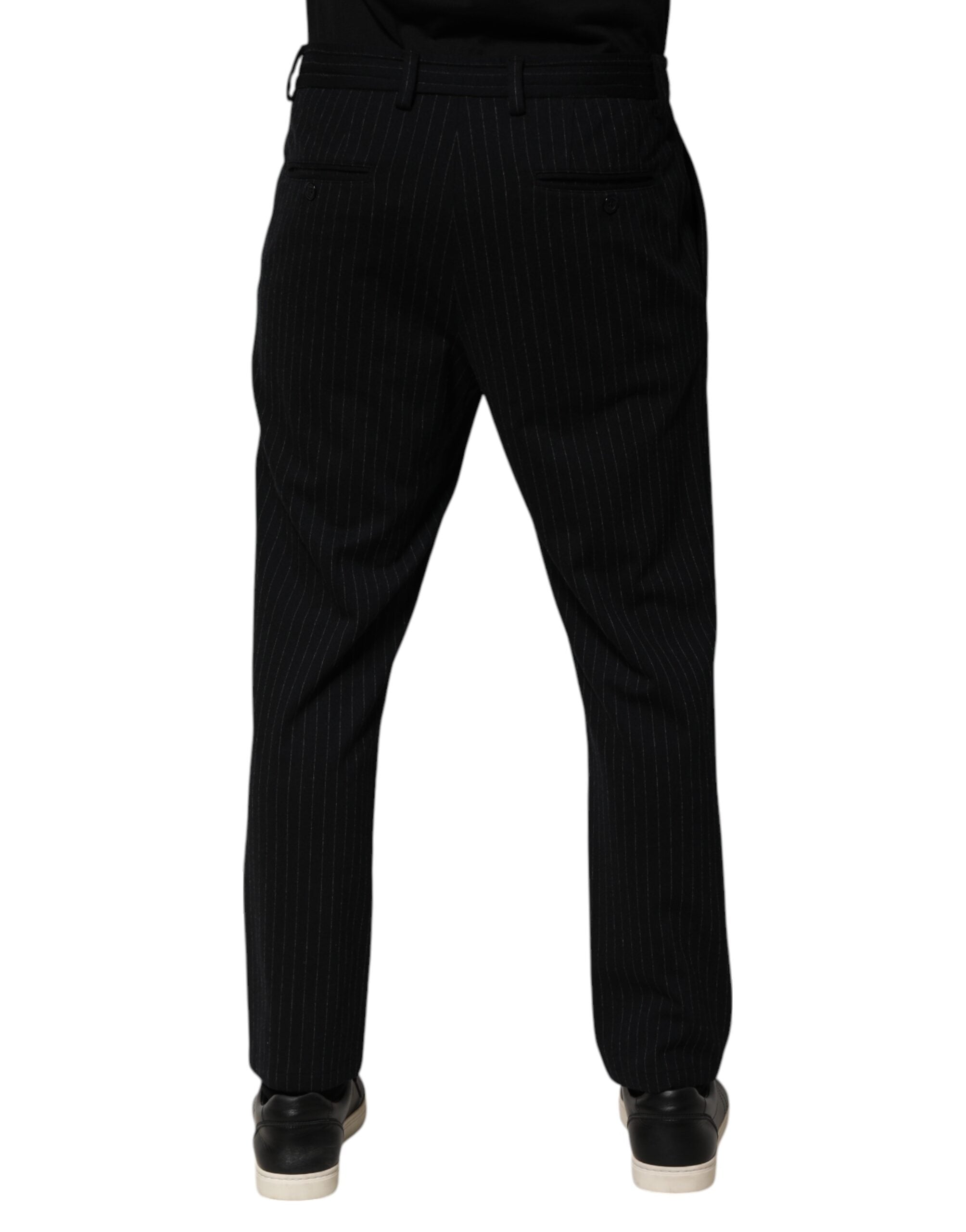 Black Stripes Viscose Skinny Dress Men Pants