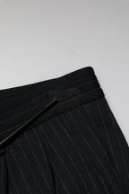 Black Stripes Viscose Skinny Dress Men Pants