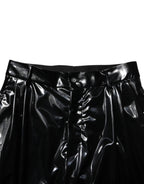Black Polyester Mid Waist Men Trouser Pants